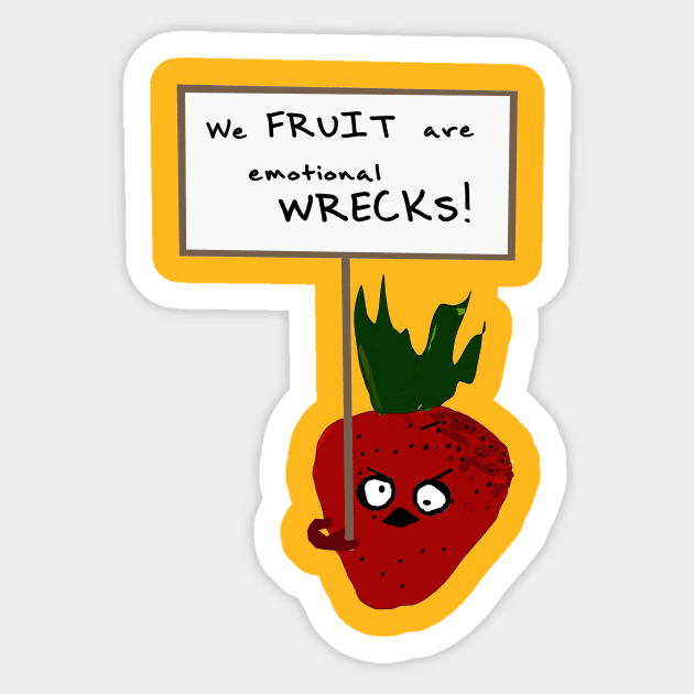 Strawberry Protesting Vegans Sticker by PoetandChef
